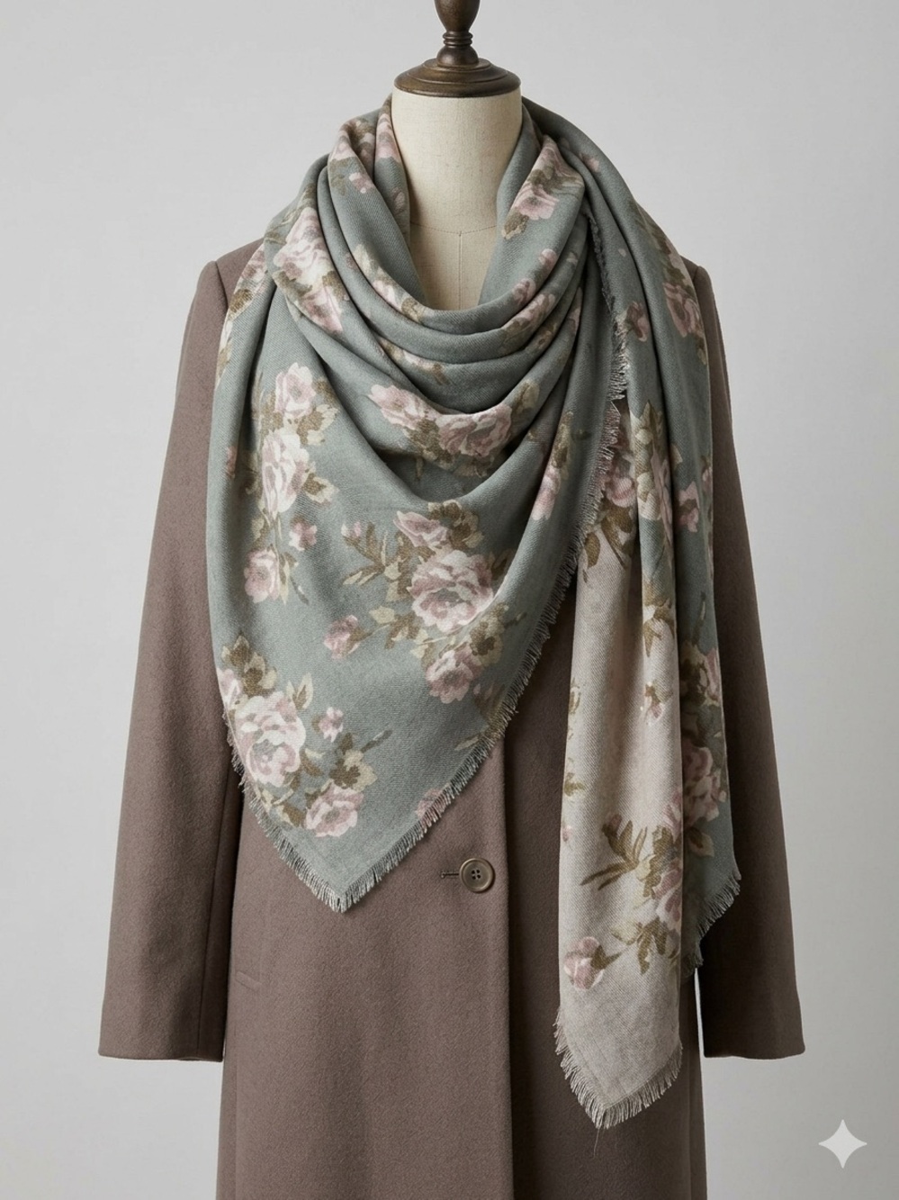 Gray Floral Jacquard Throw Blanket - Wrap, Unbranded